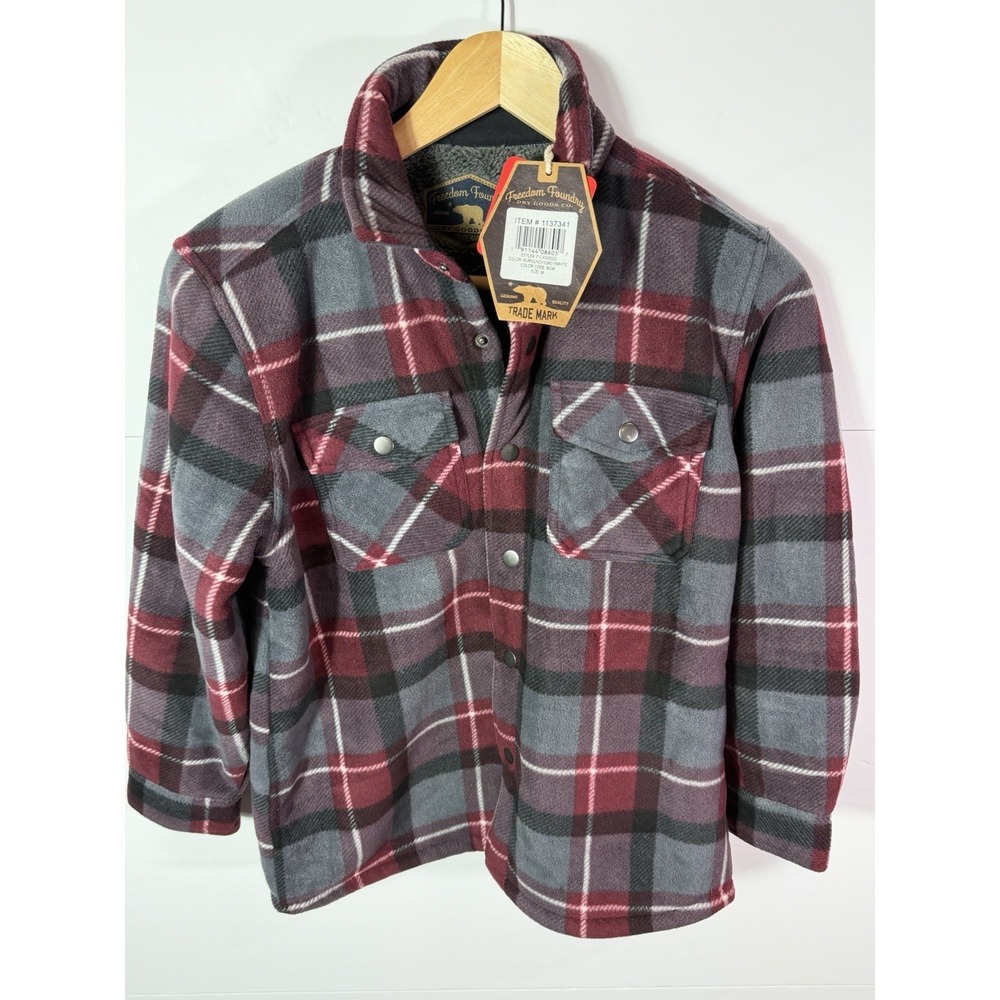 Freedom Foundry Dry Goods Plaid Fleece Shacket Jacket Mens Medium NWT Snap Front